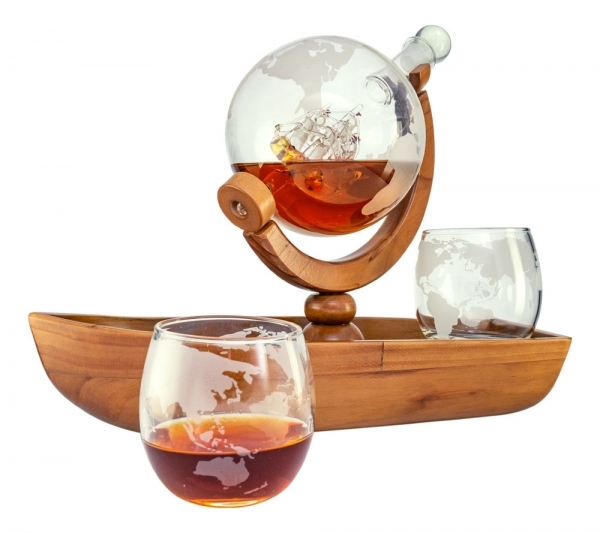 Kolben-Karaffe aus Glas ca. 33,5 x 12,5 x 27 cm